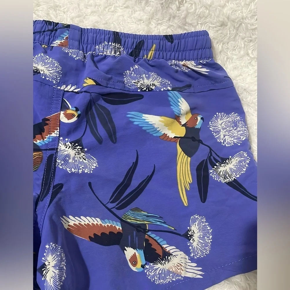 Patagonia Blue Parrot Print Shorts for kids